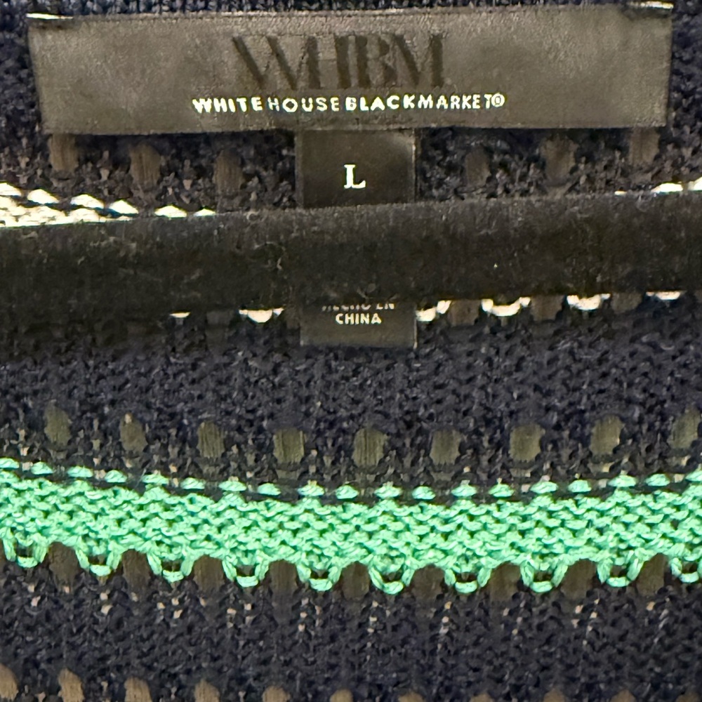 White House Black Market V-Neck Sweater - Green, Black, and White - Picture 2 of 3